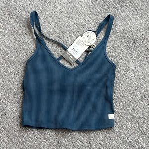 vuori ribbed cropped tank size s pool blue